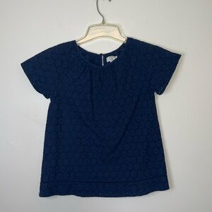 Crown & Ivy Top Navy Blue Eyelet Girls Size L